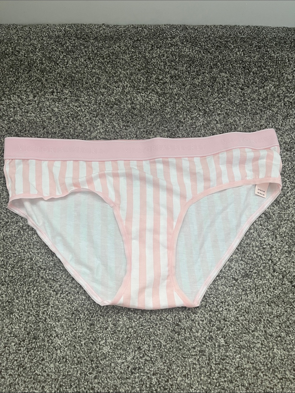 Victoria's Secret Pink and White Striped Hiphugger panties / size L